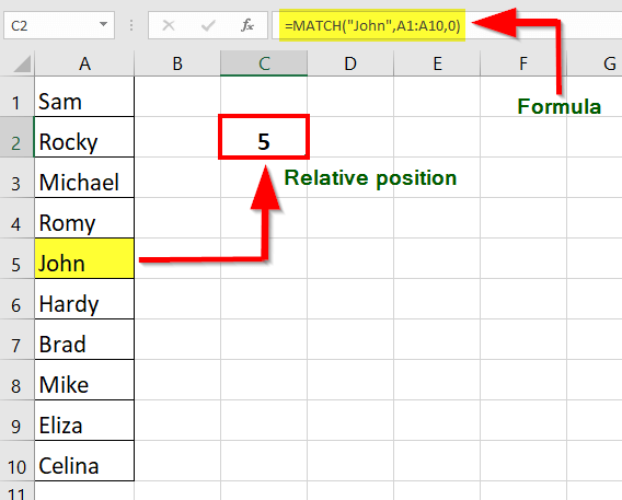 Match Function in Excel