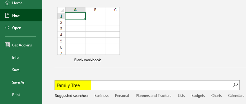 Using In-Built Family Tree Step 2