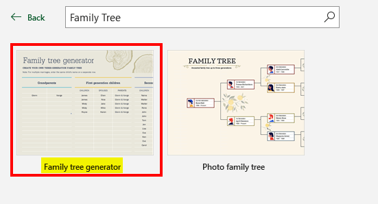 Using In-Built Family Tree Step 3