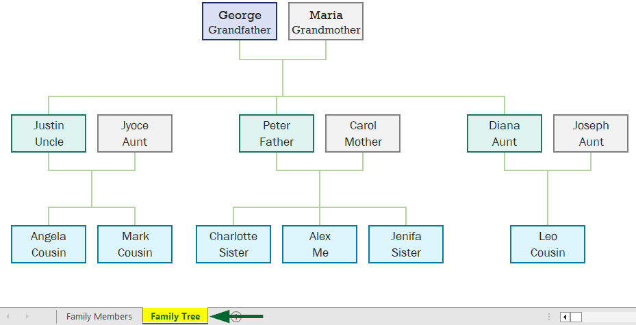 Using In-Built Family Tree Step 11