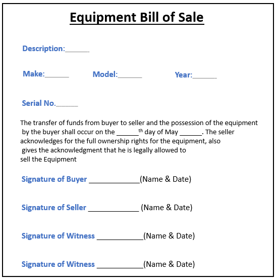 Bill Of Sale Examples