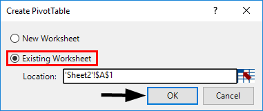 Existing worksheet