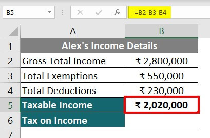 Calculate Income Tax in Excel-Example 2-4