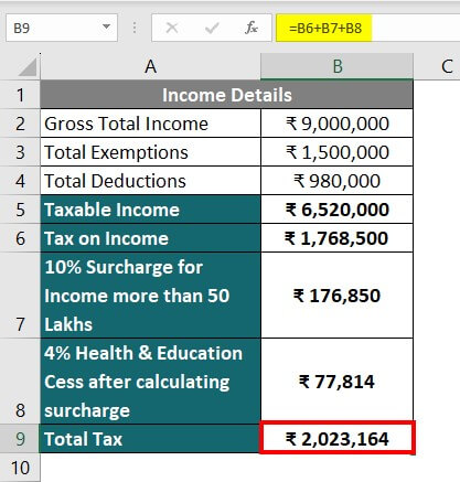 Calculate Income Tax in Excel-Example 5-11