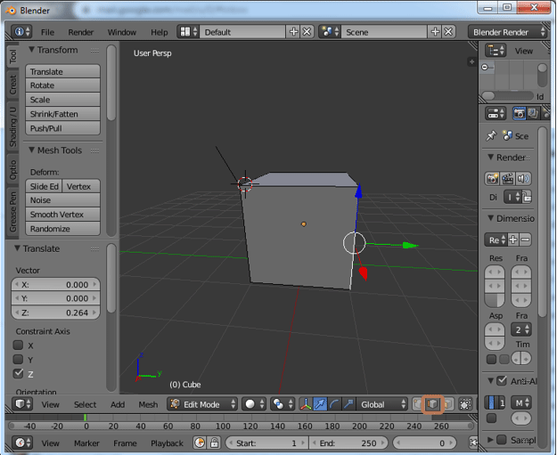 Extrude Blender Step 3.1