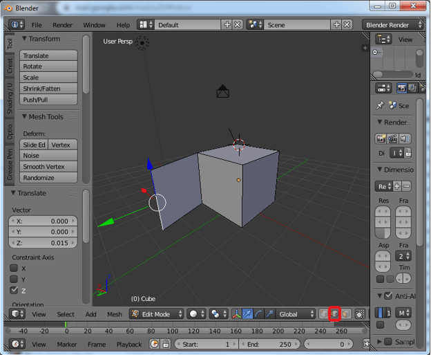 Extrude Blender Step 3.2