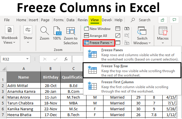 freeze one row of cells in excel for mac