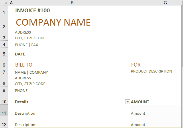 Invoice template in excel 1-5