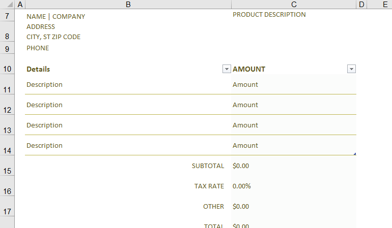 create invoices in excel