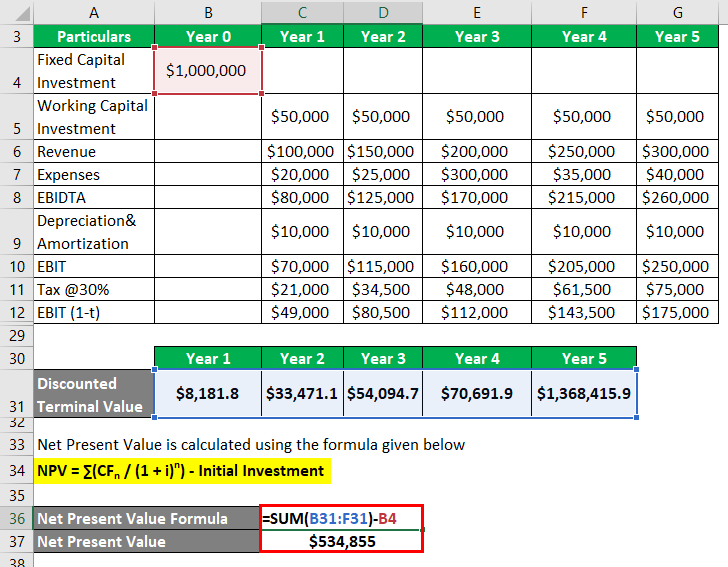 Net Present Value Formula Examples With Excel Template