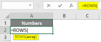 ROWS Function in Excel 1-3