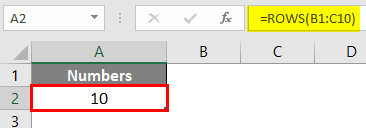 ROWS Function in Excel 1-5