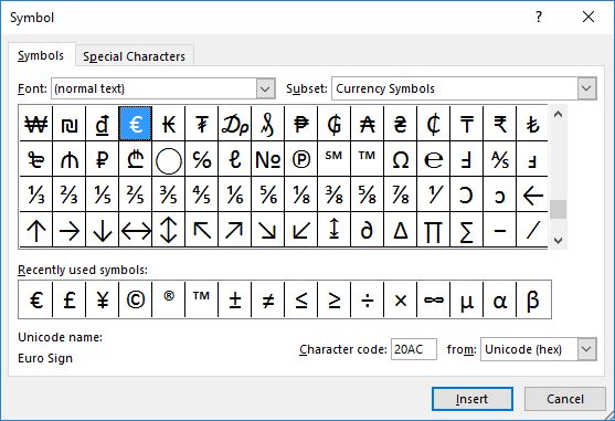 delta symbol in word