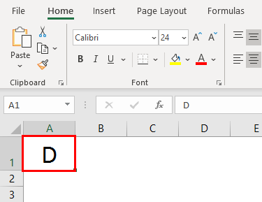 Simbolo delta in Excel - tipo