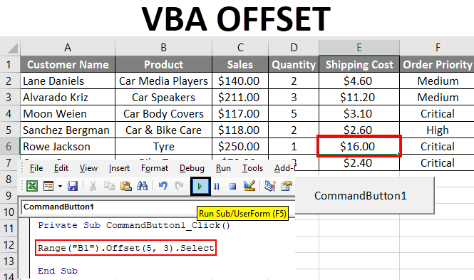 VBA OFFSET