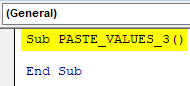 VBA Paste Value Example 2.1