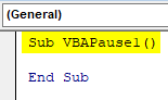 VBA Pause Example 1.1