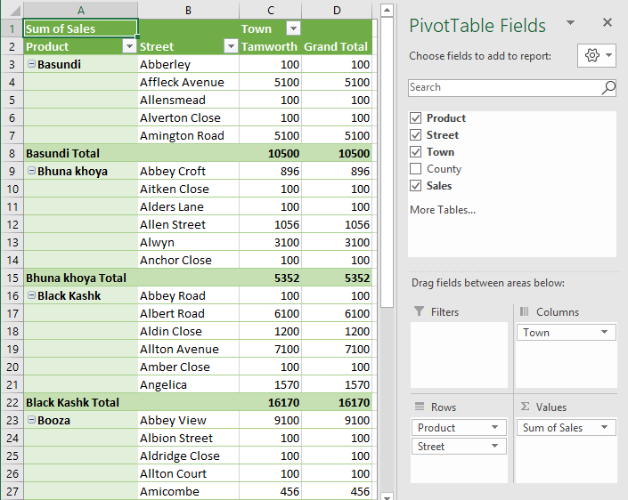 VBA Pivot Table Example 1-19