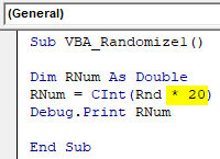 VBA Randomize Example 1-13