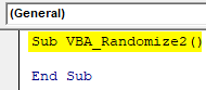 VBA Randomize Example 2-1