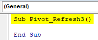 VBA Refresh PivotTable Example 2.3