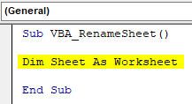 VBA Rename Sheet Example 1.3 