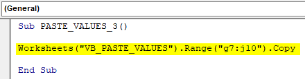 VBA Value Paste Example 2.2