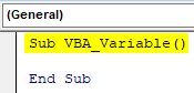 VBA Variable Declaration Example 1.1