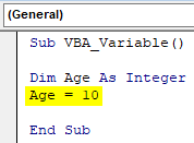 VBA Variable Declaration Example 1.3