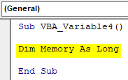 VBA Variable Declaration Example 3.1