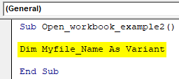 Declares Filename as Variable Example 1-3