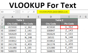 how to vlookup text values in excel