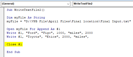 excel vba examples write to text file