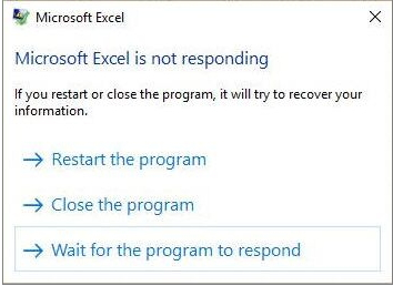 excel not responding 1.1