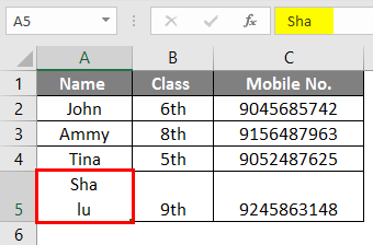 line break in excel 1-2