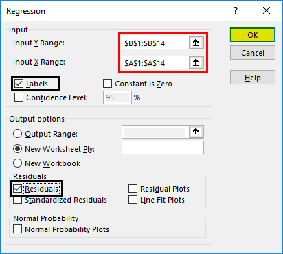 simple linear regression excel