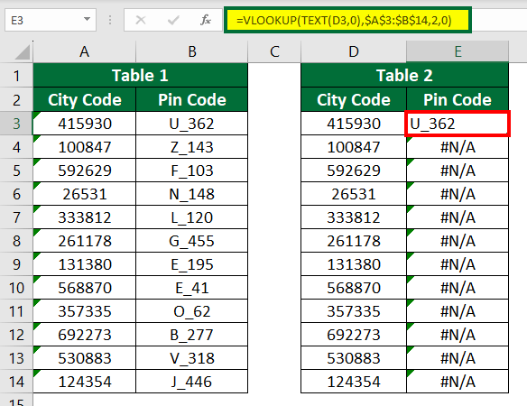 VLOOKUP For Text-Example 3-3