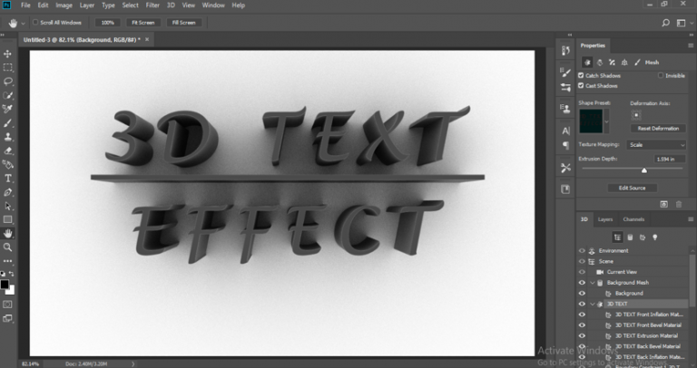 3d text in the creator