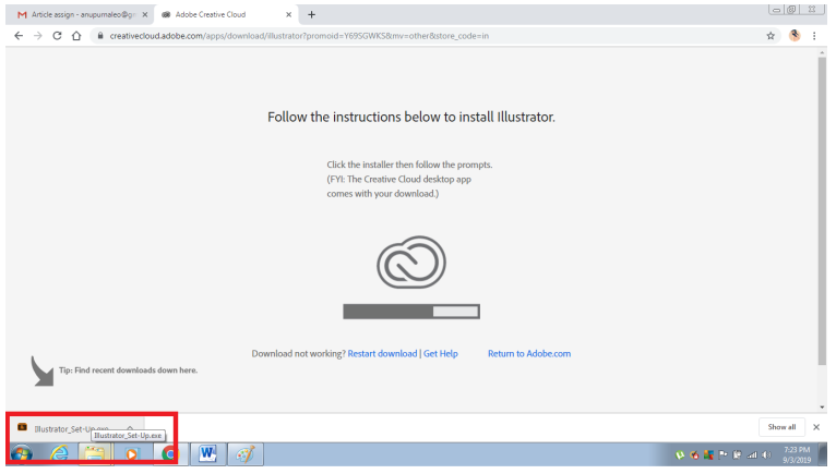 download adobe illustrator if already have an account