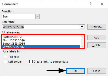 Consolidation in excel 2-6