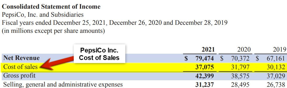 Cost of Sales PepsiCo Inc