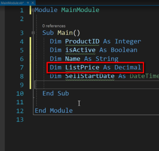 Decimal - VB.Net Data Types