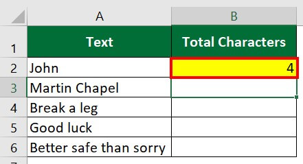 How to count characters in Microsoft Excel