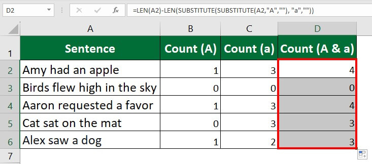 Count Characters in Excel-Example 5 Case 3 Step 3-2