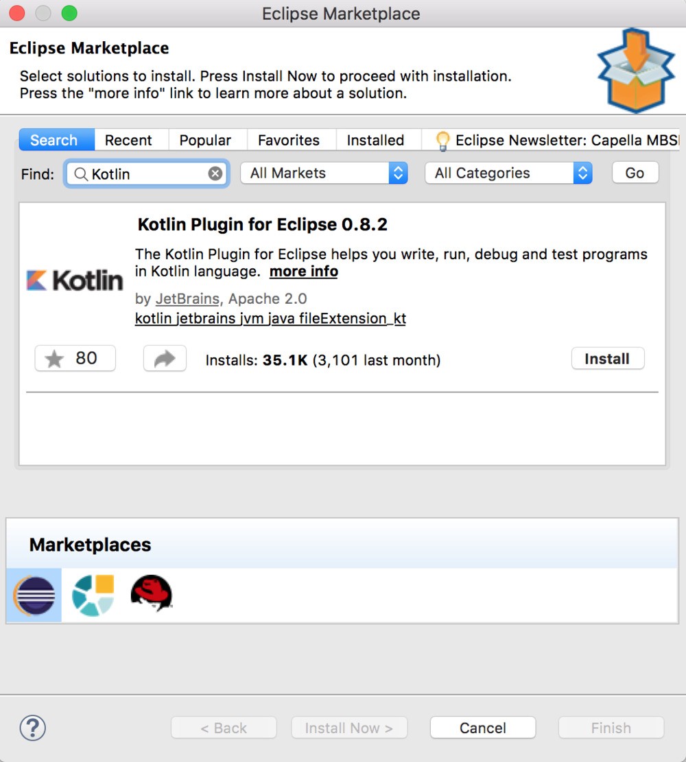Installing Kotlin and setting it up with Eclipse - 1