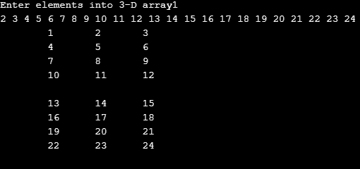 3D Arrays in C Output2