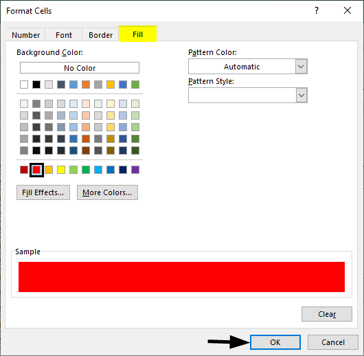 Red color - Conditional Formatting