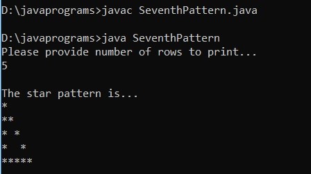 Star Patterns in Java Example 7