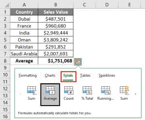 Quick Values Axcel Quick Analysis Tool in Excel | Using the Quick Analysis Tool in Excel ...