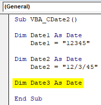 Declare Date3 Variable